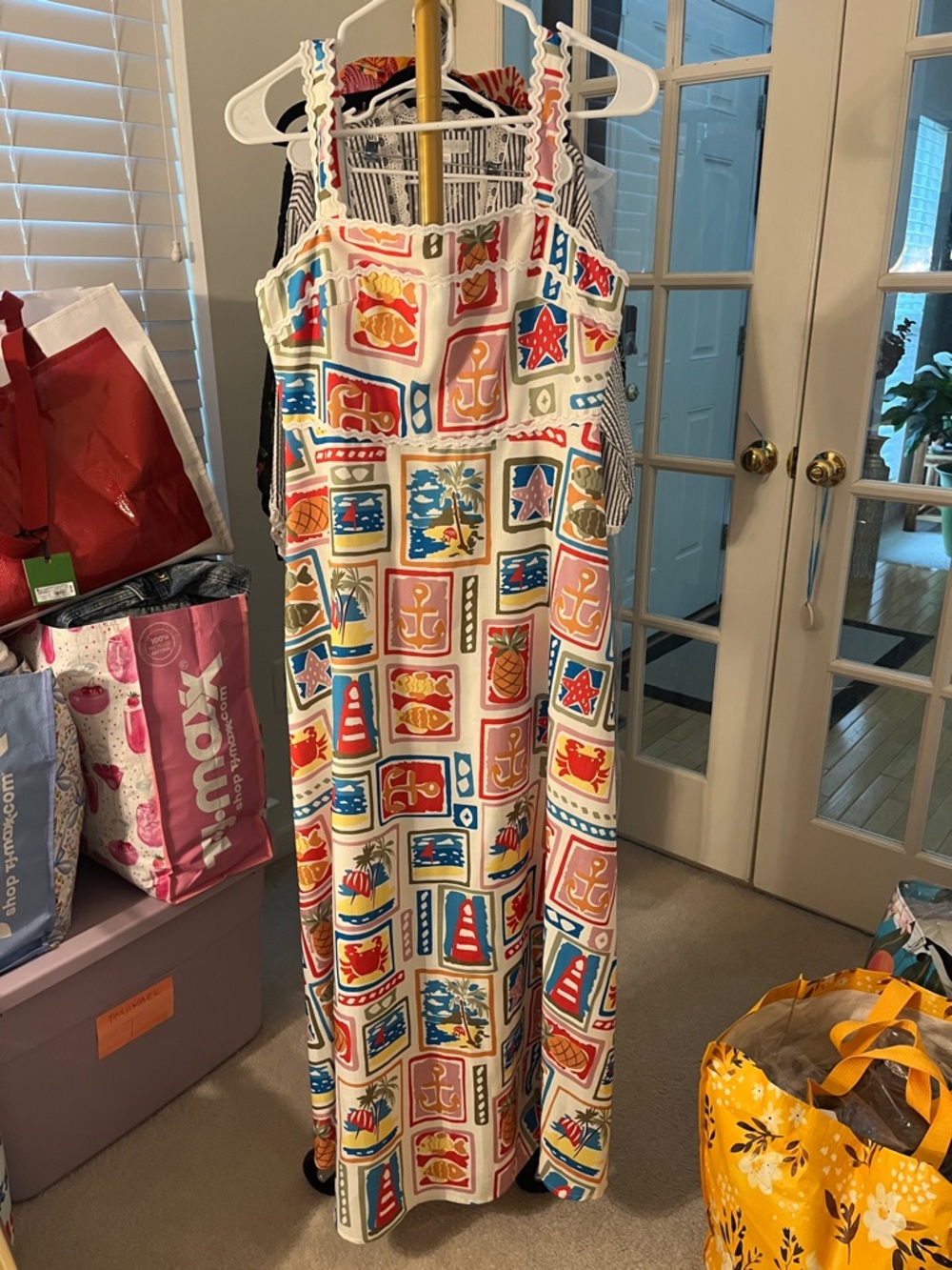 Commense Multicolor Nautical Print Maxi Dress